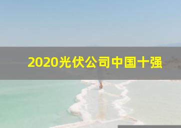 2020光伏公司中国十强