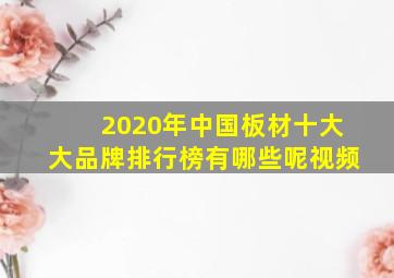 2020年中国板材十大大品牌排行榜有哪些呢视频