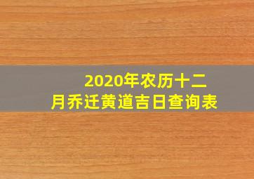 2020年农历十二月乔迁黄道吉日查询表