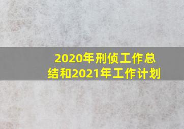 2020年刑侦工作总结和2021年工作计划