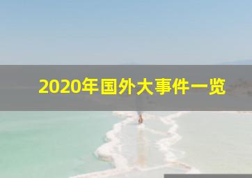 2020年国外大事件一览