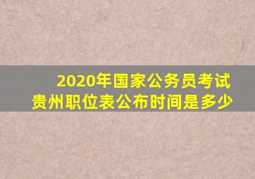 2020年国家公务员考试贵州职位表公布时间是多少