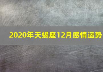 2020年天蝎座12月感情运势