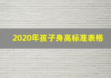 2020年孩子身高标准表格