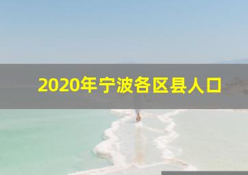 2020年宁波各区县人口