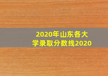 2020年山东各大学录取分数线2020