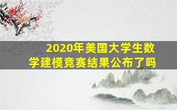 2020年美国大学生数学建模竞赛结果公布了吗