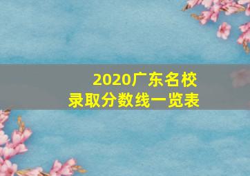 2020广东名校录取分数线一览表