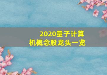 2020量子计算机概念股龙头一览