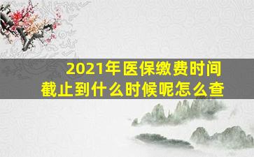 2021年医保缴费时间截止到什么时候呢怎么查