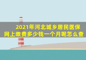 2021年河北城乡居民医保网上缴费多少钱一个月呢怎么查