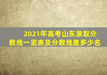 2021年高考山东录取分数线一览表及分数线是多少名