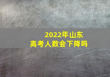 2022年山东高考人数会下降吗