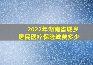 2022年湖南省城乡居民医疗保险缴费多少