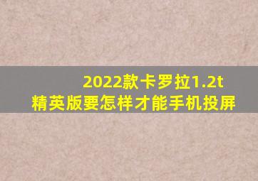 2022款卡罗拉1.2t精英版要怎样才能手机投屏