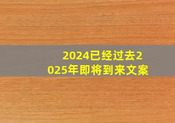 2024已经过去2025年即将到来文案