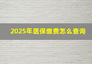 2025年医保缴费怎么查询