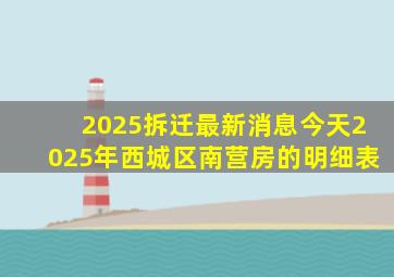 2025拆迁最新消息今天2025年西城区南营房的明细表