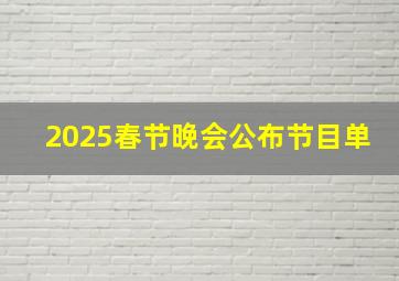 2025春节晚会公布节目单