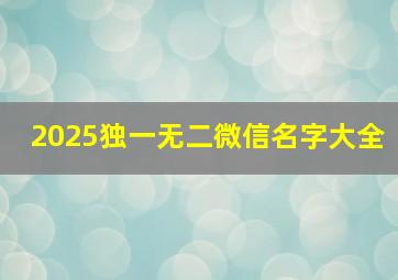 2025独一无二微信名字大全