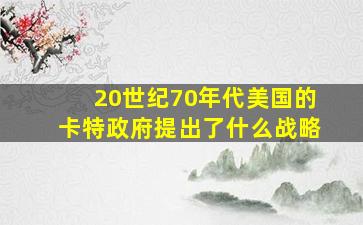 20世纪70年代美国的卡特政府提出了什么战略