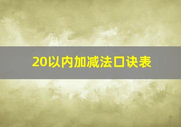 20以内加减法口诀表