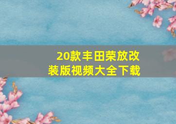 20款丰田荣放改装版视频大全下载