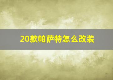 20款帕萨特怎么改装