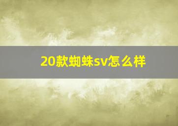 20款蜘蛛sv怎么样