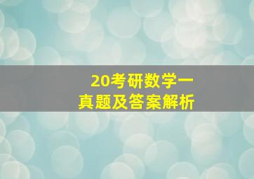 20考研数学一真题及答案解析