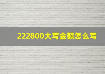 222800大写金额怎么写