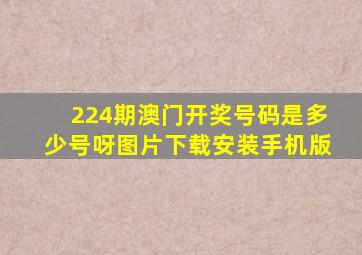 224期澳门开奖号码是多少号呀图片下载安装手机版