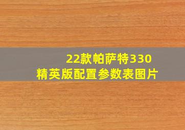 22款帕萨特330精英版配置参数表图片