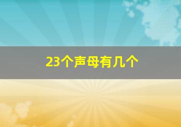 23个声母有几个