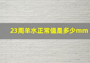 23周羊水正常值是多少mm