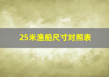 25米渔船尺寸对照表