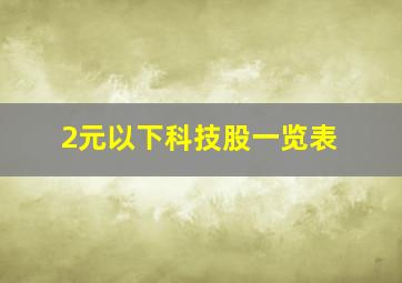 2元以下科技股一览表