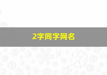 2字同字网名