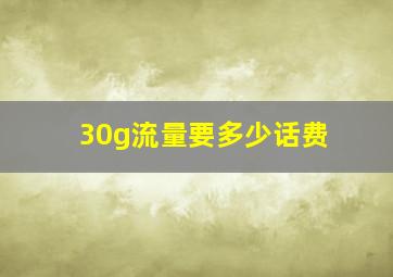 30g流量要多少话费