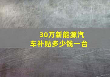 30万新能源汽车补贴多少钱一台