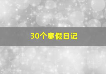 30个寒假日记