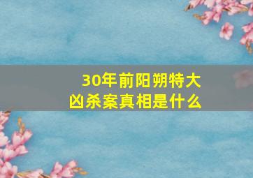 30年前阳朔特大凶杀案真相是什么