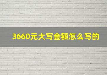 3660元大写金额怎么写的