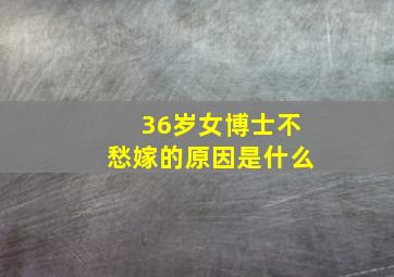 36岁女博士不愁嫁的原因是什么