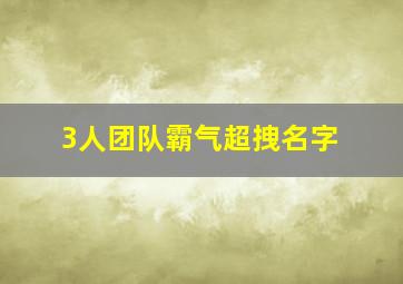 3人团队霸气超拽名字