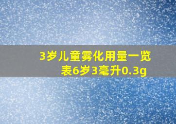 3岁儿童雾化用量一览表6岁3毫升0.3g