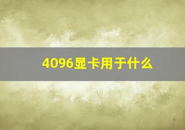 4096显卡用于什么