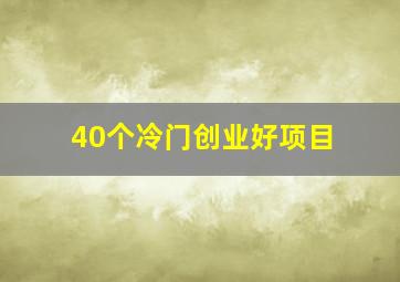 40个冷门创业好项目