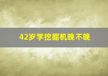 42岁学挖掘机晚不晚