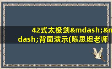 42式太极剑——背面演示(陈思坦老师教学)